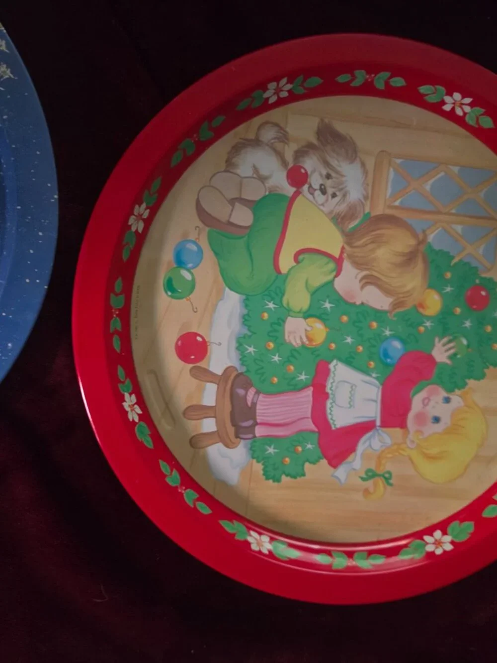 vintage Christmas trays set of four unique designs